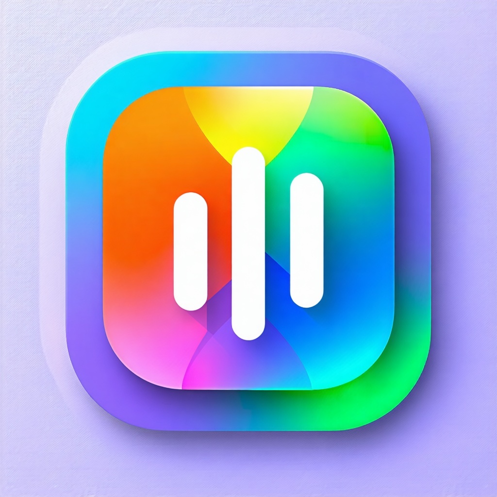 Design a colorful minimalistic mobile app icon with rounded square background the icon should use a bold flatcolor gradient background eg orange blue purple green pink and a clean white linestyle symbol in the center representing feature like digital