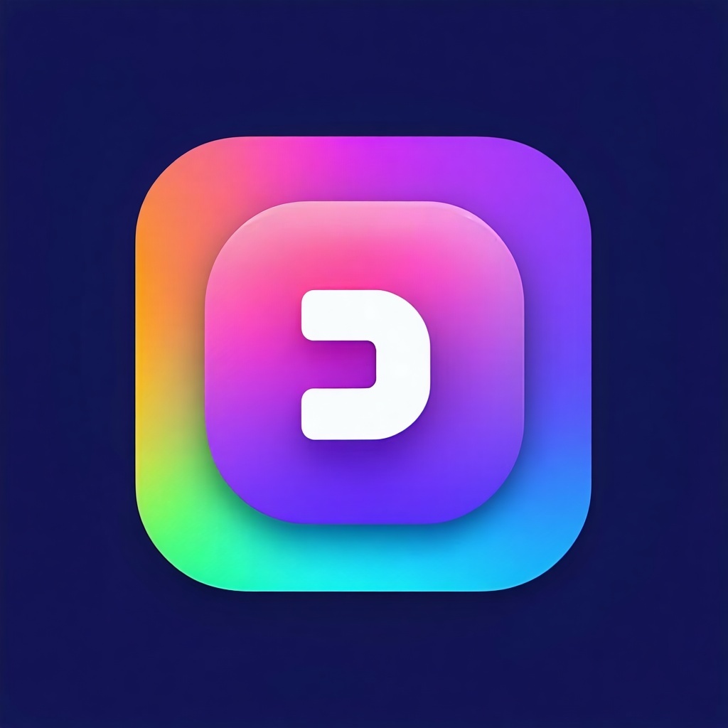Design a colorful minimalistic mobile app icon with rounded square background the icon should use a bold flatcolor gradient background eg orange blue purple green pink and a clean white linestyle symbol in the center representing features like UIUX